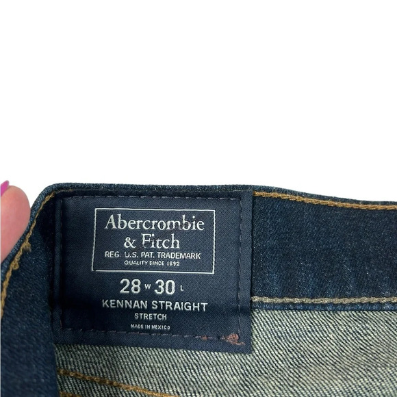Abercrombie and Fitch Keenan Straight Jean Sz 28x30 Dark Wash EUC - Picture 4 of 11